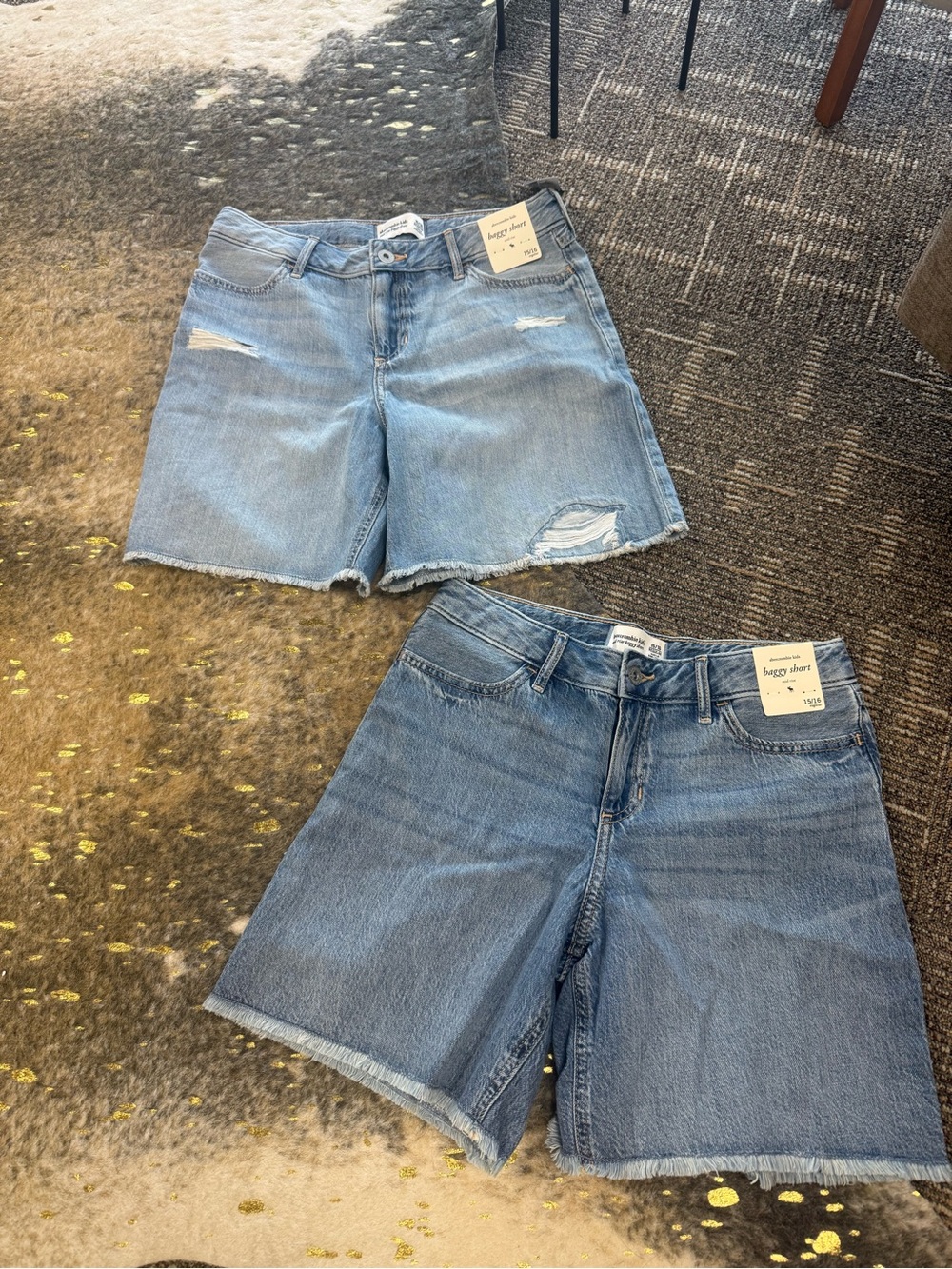 abercrombie kids Light Blue Denim Jean Shorts Duo